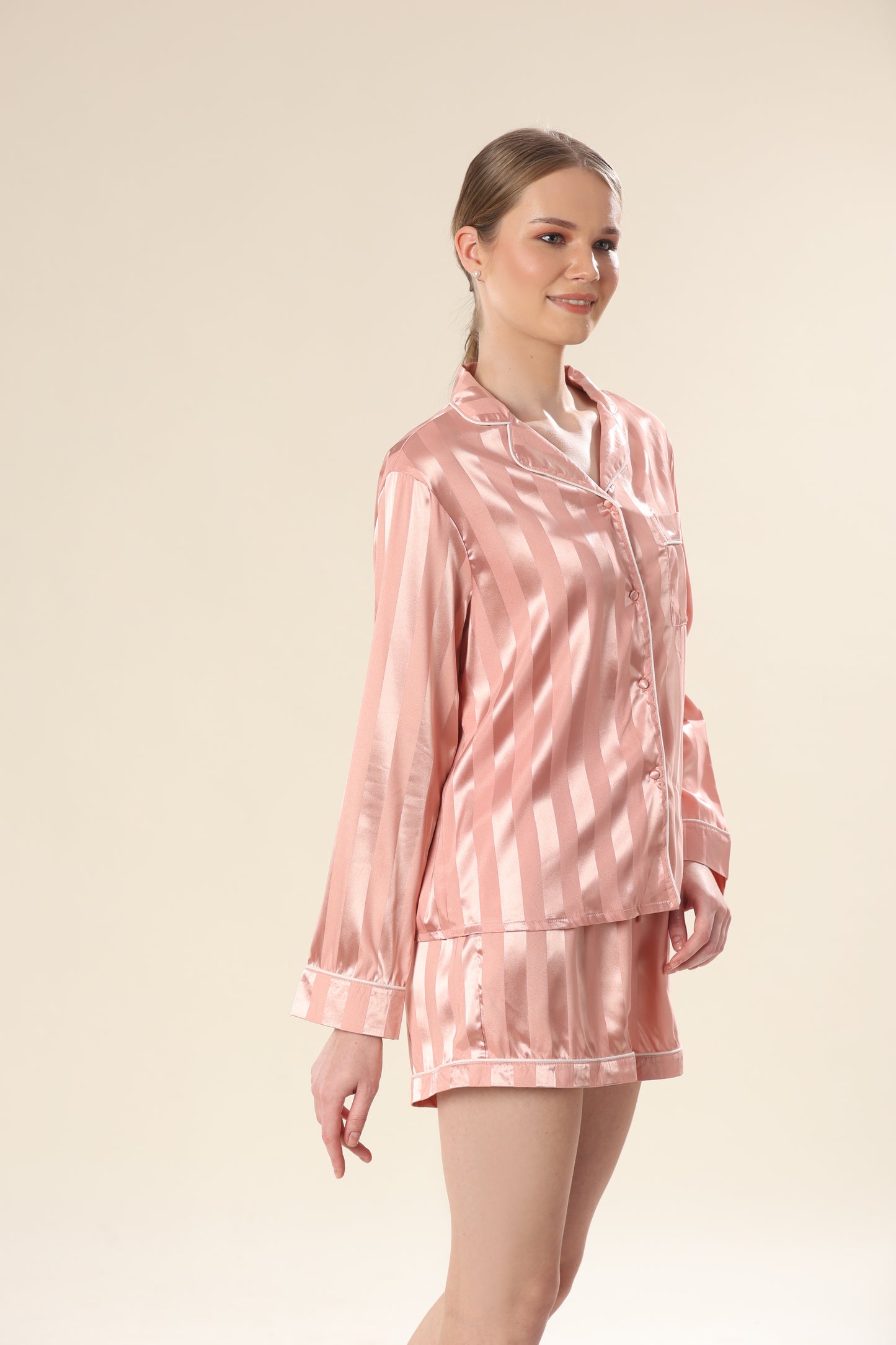 Candy Stripes Pink Satin Night Wear