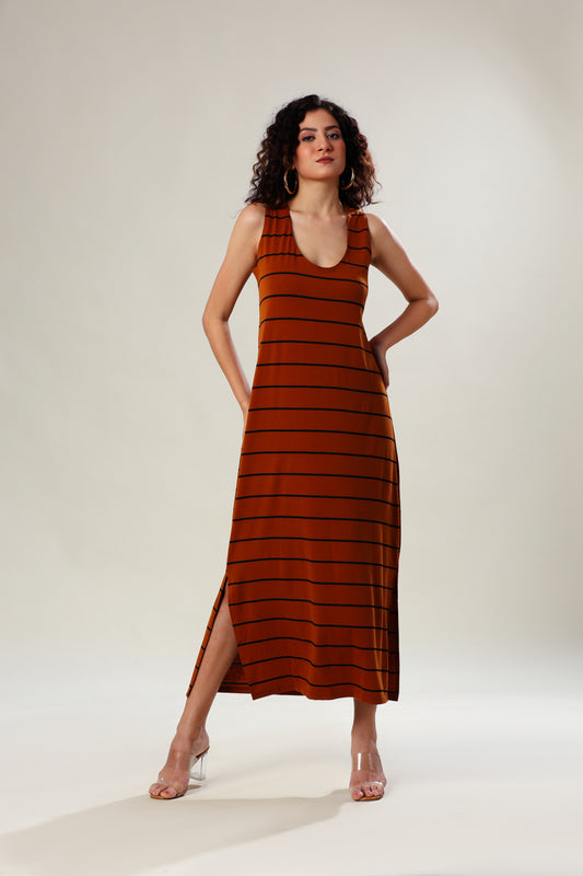 Mocha Magic Striped Dress