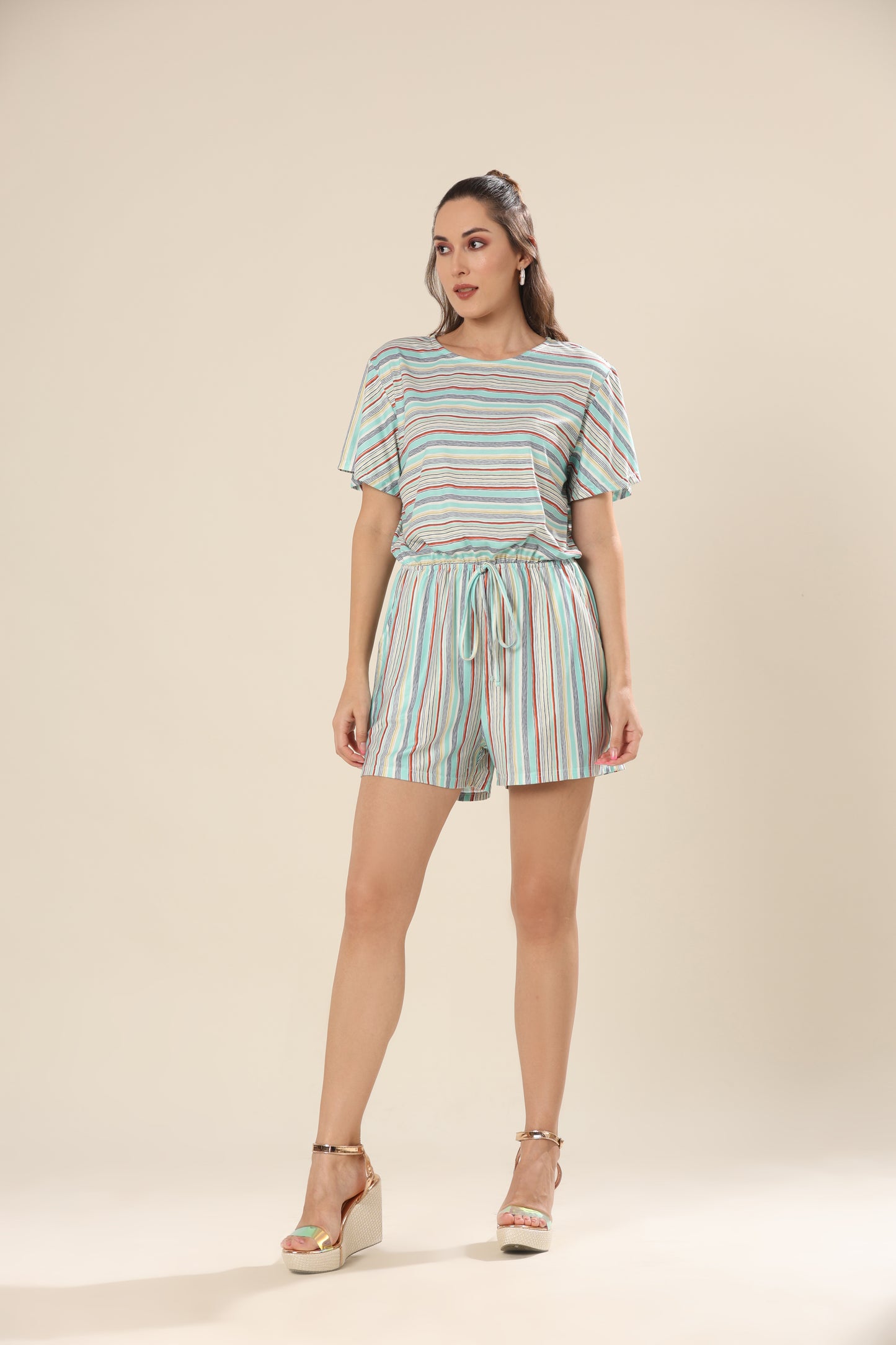 Forest Stripe Ensemble Romper