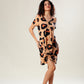 Bronze Leopard Twist Rib Dress