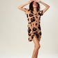 Bronze Leopard Twist Rib Dress