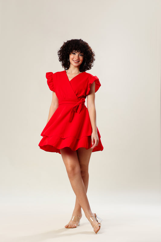 Red Ruffle Retreat Dress