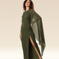 Leafy Elegance Side Slit Ensemble Dress