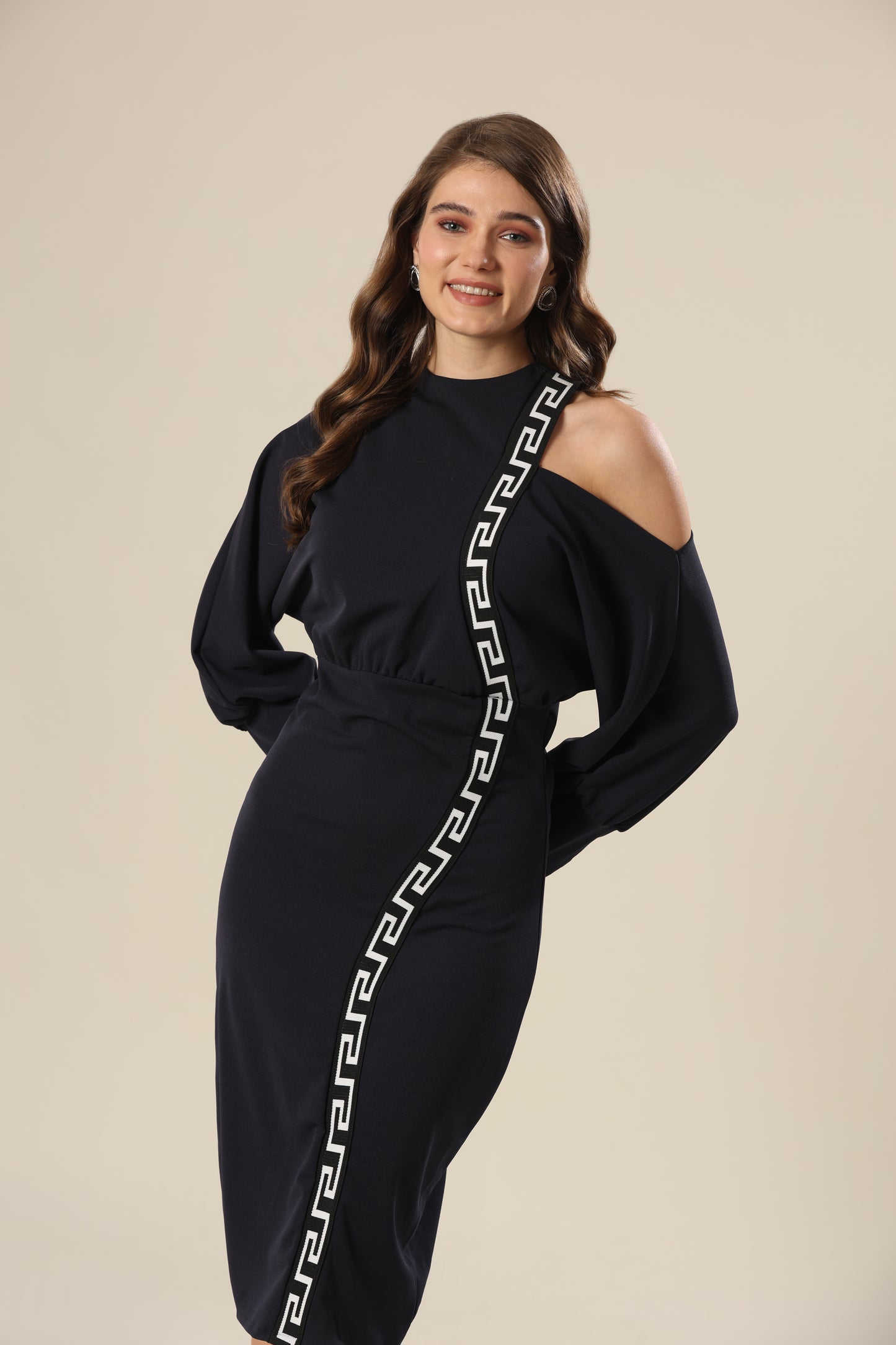 Geometric Gala Off-Shoulder Stunner Dress