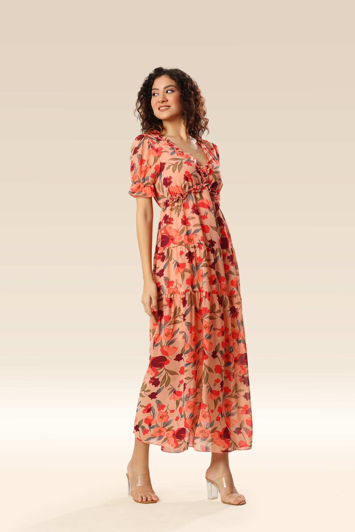 Enchanting Lotus Ruffle Dress