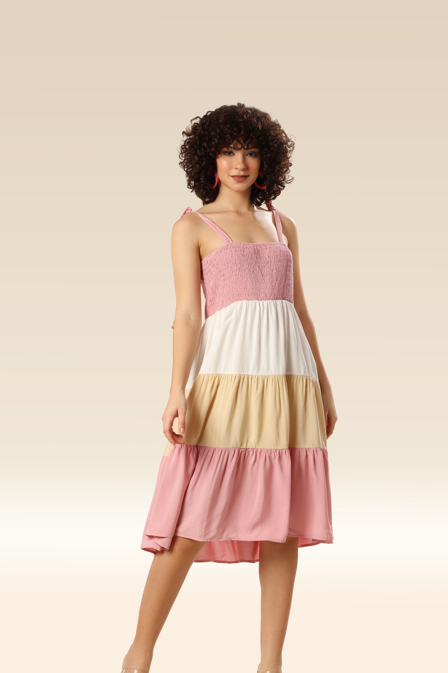 Multihued Mist Color Block Chic Dress