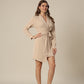 Urban Drapes Beige Waist-Tie Dress