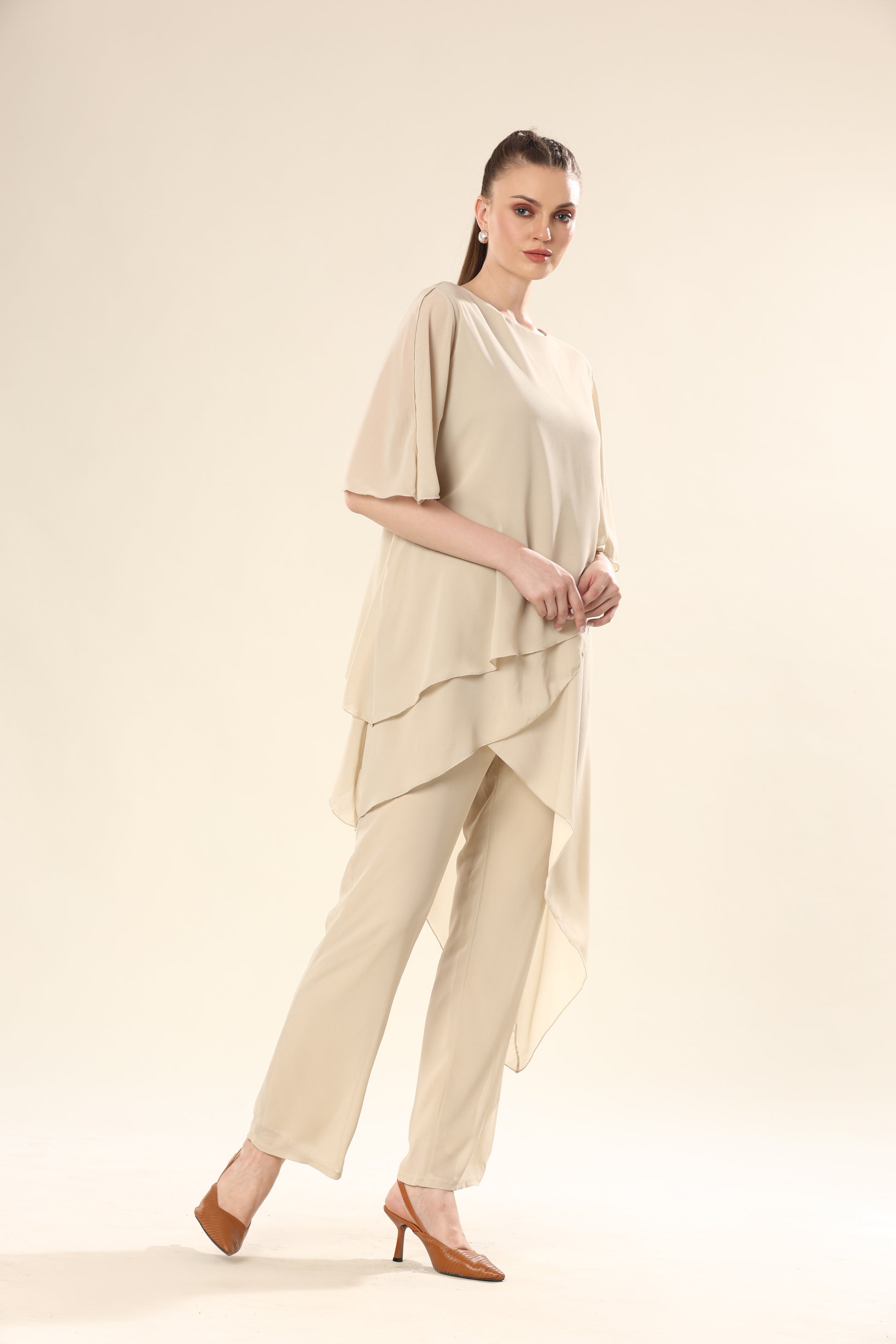 Set Of Translucent Tunic And Long Pants - Co ord set