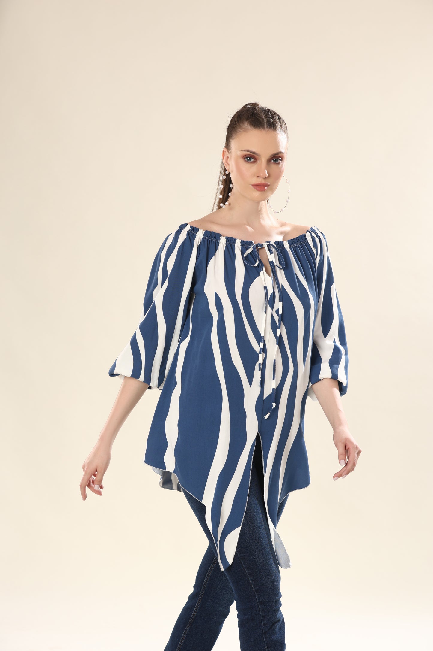 Ocean Waves Tie Ensemble Top