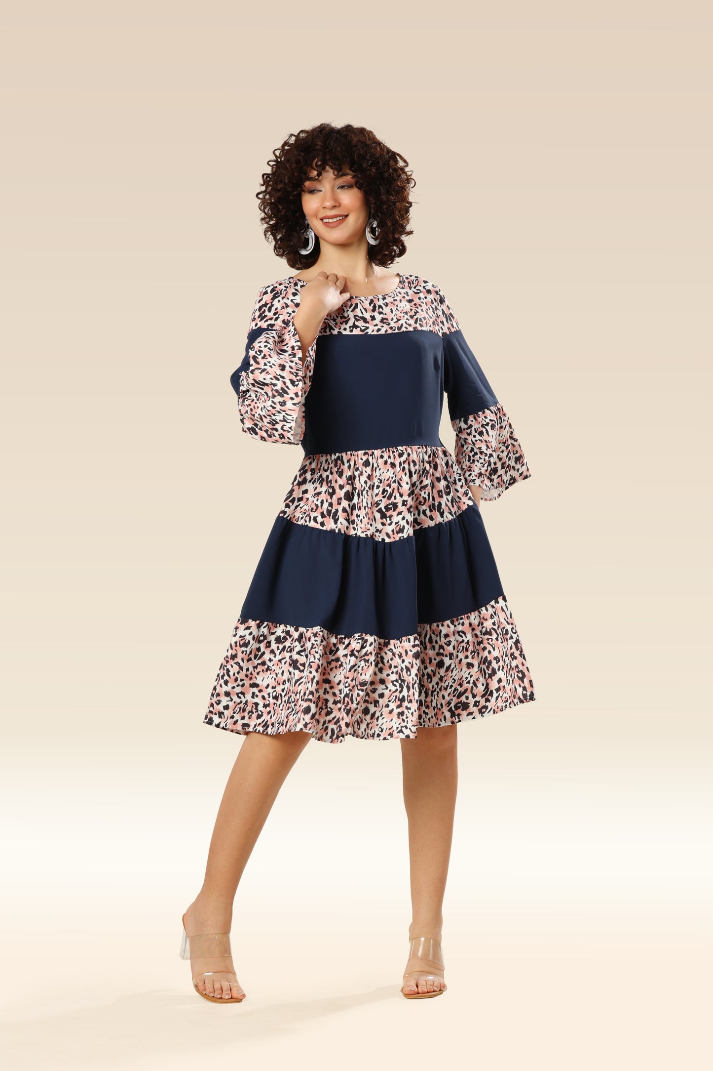 Navy Wildcat Belted Charm Dress