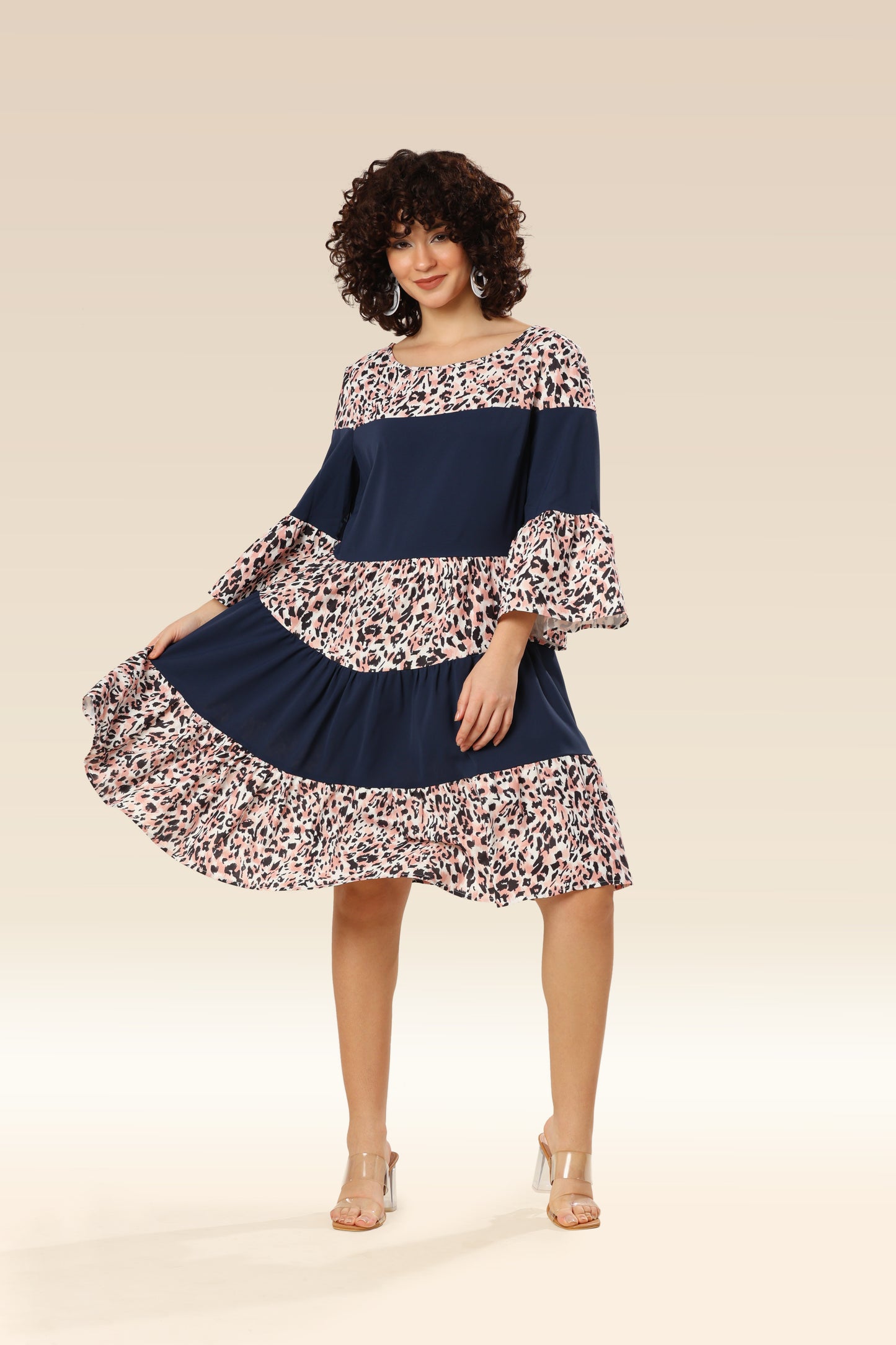 Navy Wildcat Belted Charm Dress