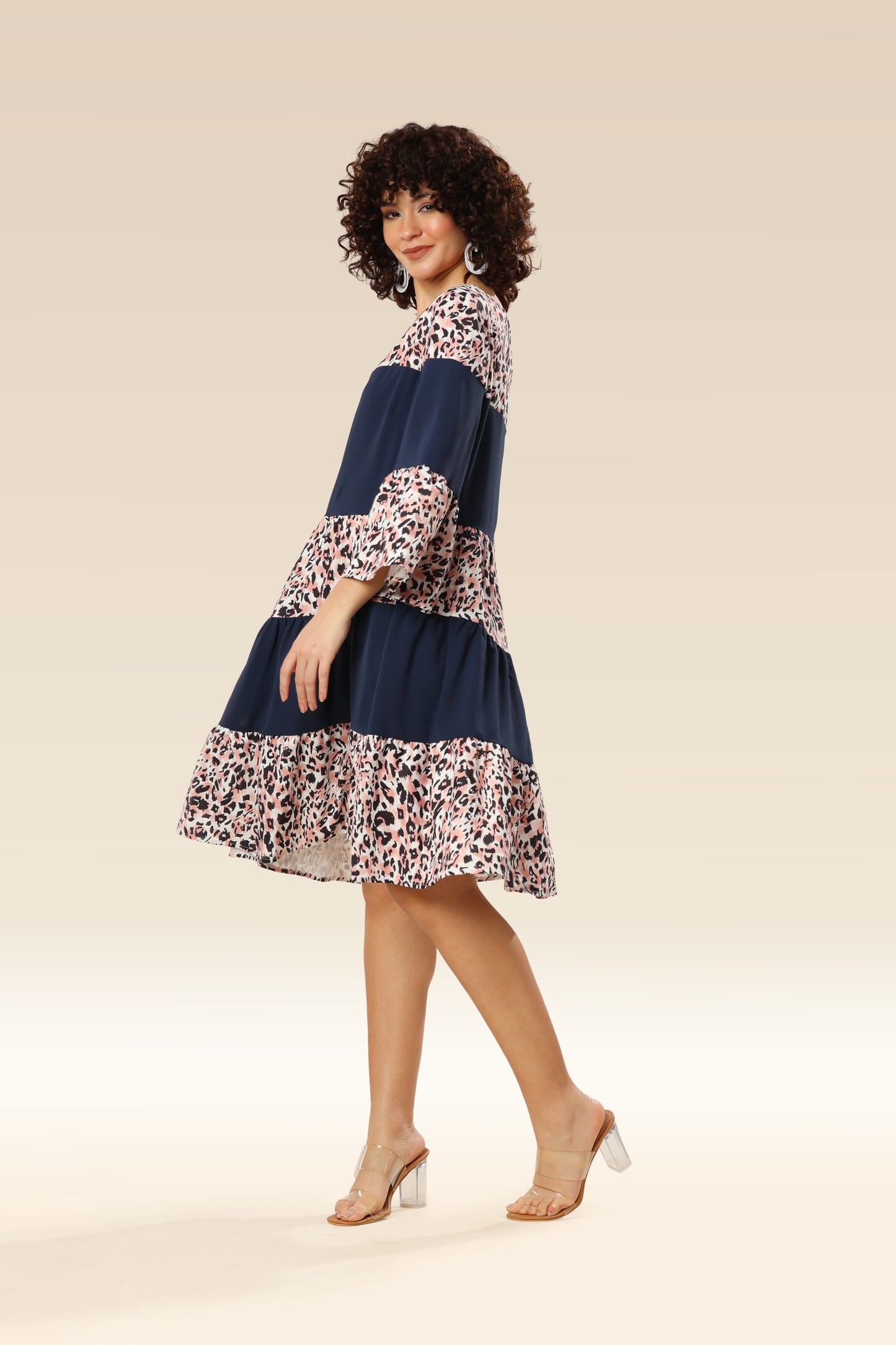 Navy Wildcat Belted Charm Dress