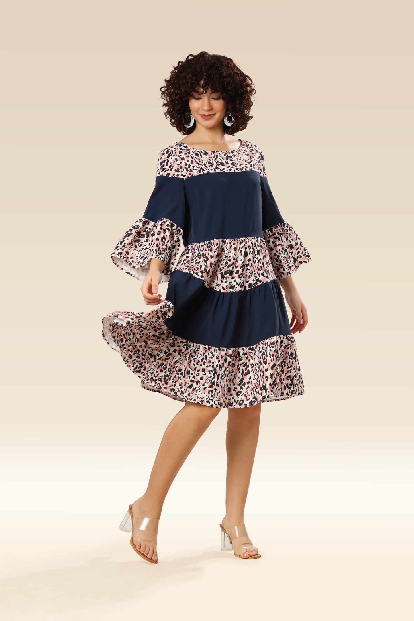 Navy Wildcat Belted Charm Dress