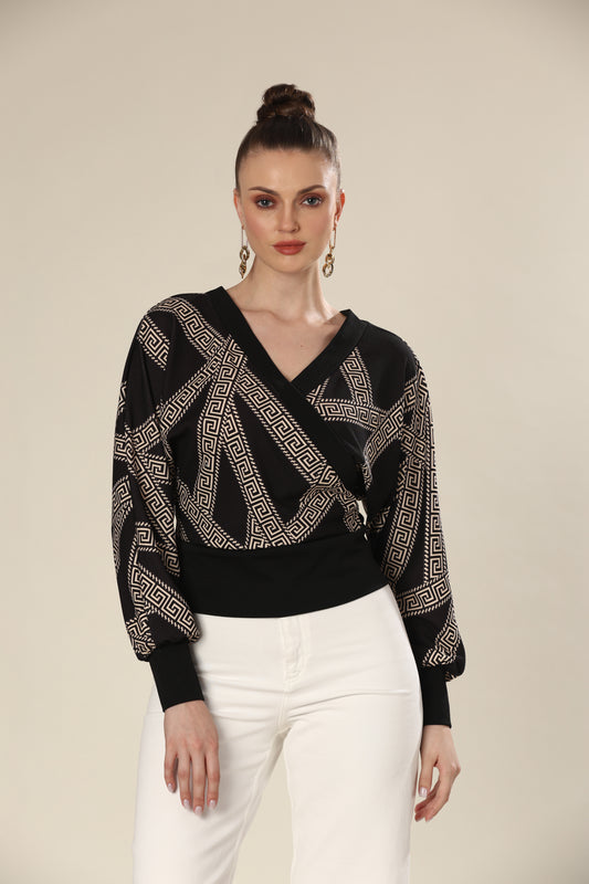 Chick Black Geometry Charm Top