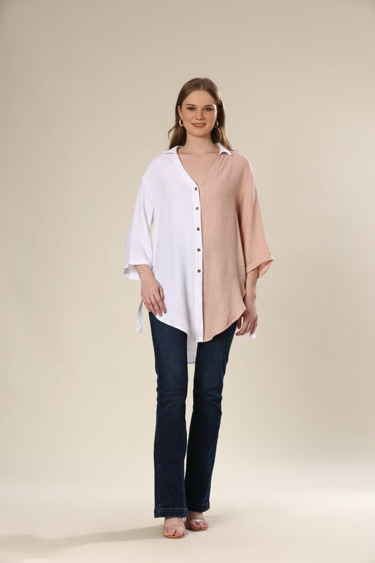 Timeless White Chic Contrast Shirt