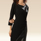 Faux Leather Flair In Black Dress