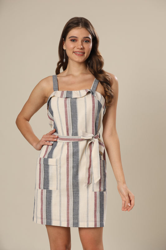 Creamy Canvas Striped Dress