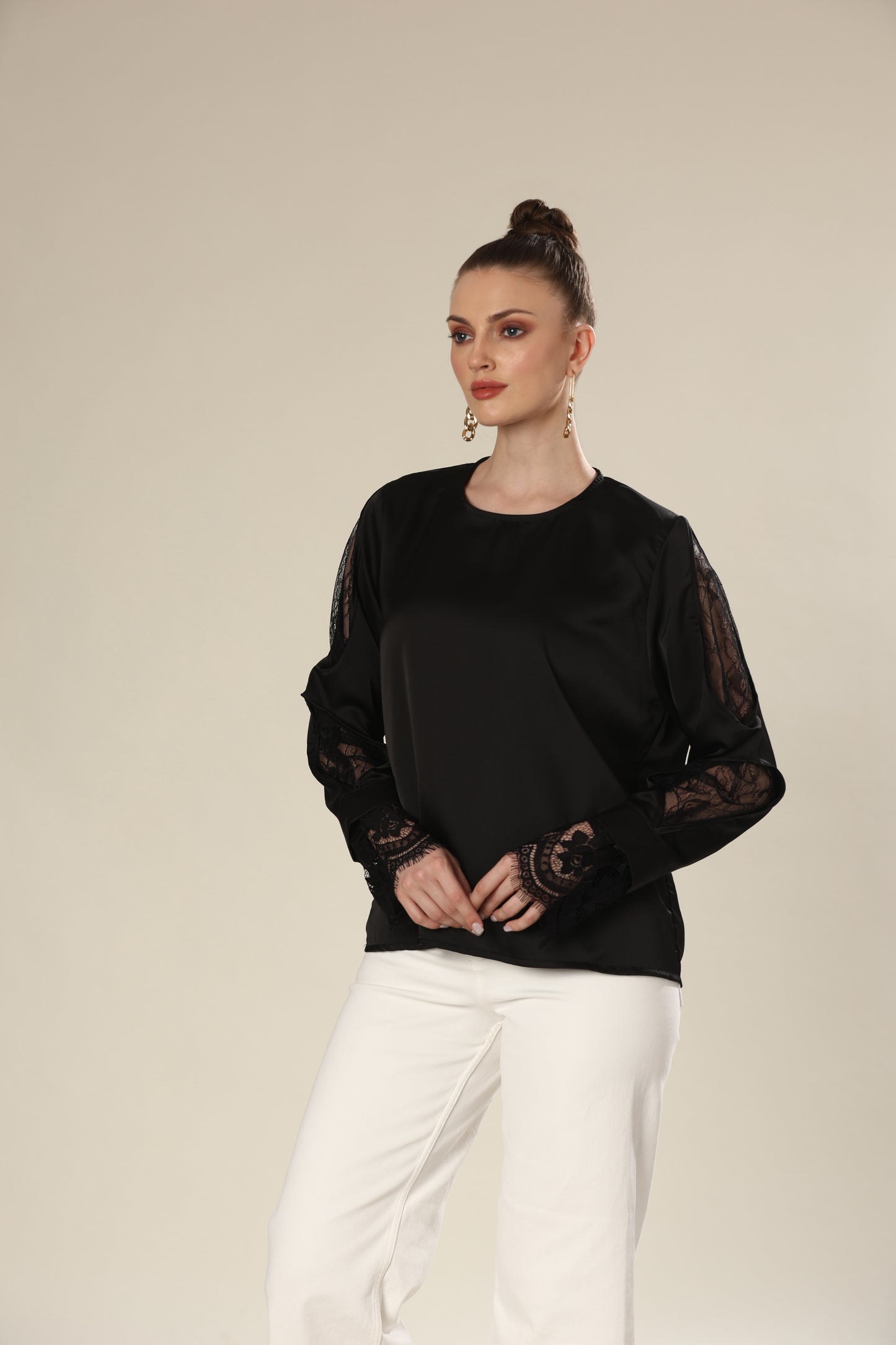 Noir Lace Long Sleeve Elegance Top