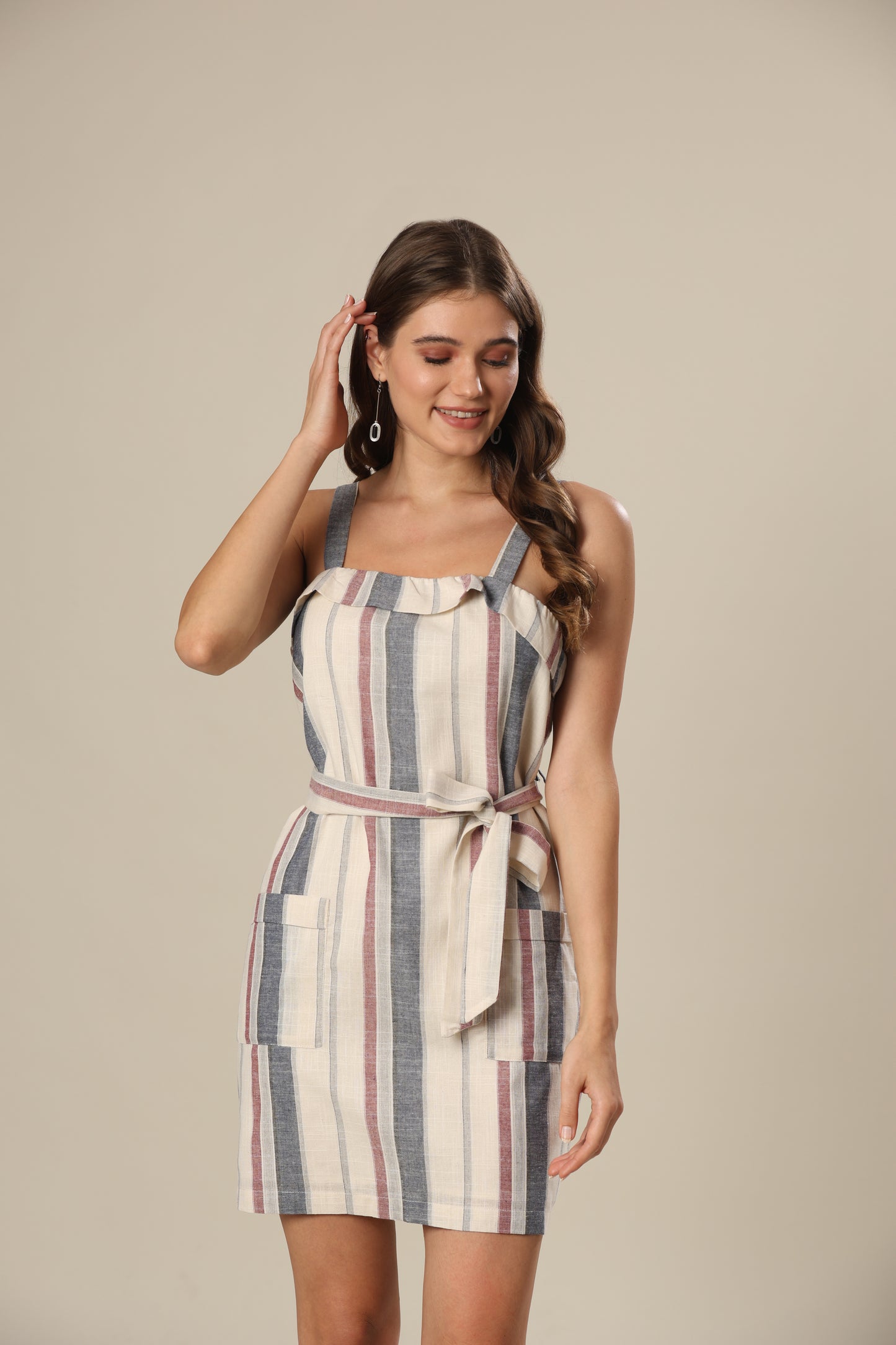 Creamy Canvas Striped Dress