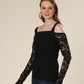 Sheer Lace Sleeve Fitted Top