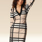 Vogue Grid Belted Beauty Dress