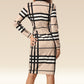 Vogue Grid Belted Beauty Dress