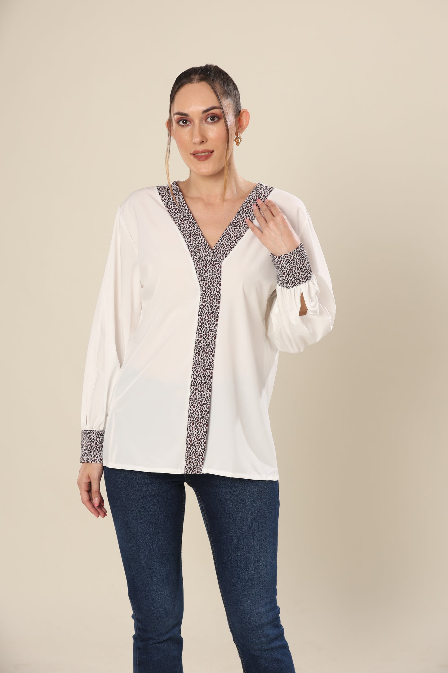 White Wilderness Leopard Elegance Top